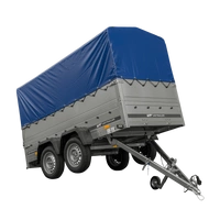Rimorchio per auto a due assi UNITRAILER GARDEN TRAILER 264/2 KIPP CON RUOTA DI SOSTEGNO, FIANCHI BIS, TELAIO H-800 E COPERTURA BLU