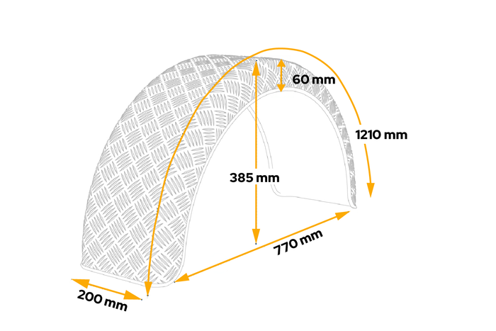 Parafango rimorchio 14-15" DOMAR D29122 passaruota 770/200mm