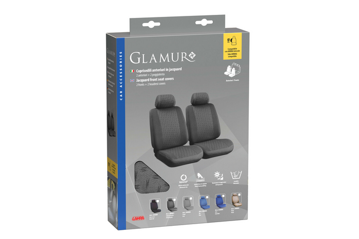 Set di coprisedili per auto LAMPA Glamur grigio, per i sedili anteriori