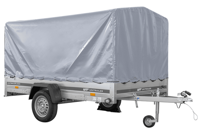 Rimorchio monoasse 264x150 UNITRAILER GARDEN 265 KIPP con telaio H-1100 e copertura grigia