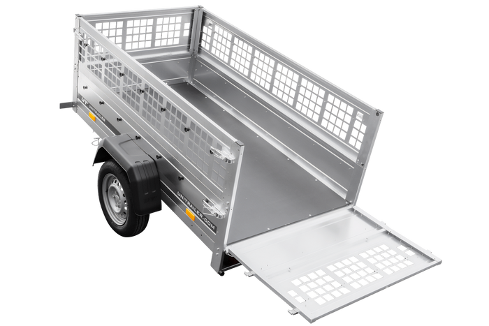 Rimorchio leggero Unitrailer Garden Trailer 200 kipp (new) con ruotino e sovrasponde a rete