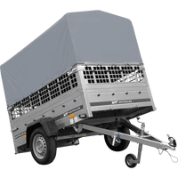 Rimorchio monoasse 200x125 UNITRAILER GARDEN 201 KIPP con sponde in rete, telaio H-800 e copertura grigia
