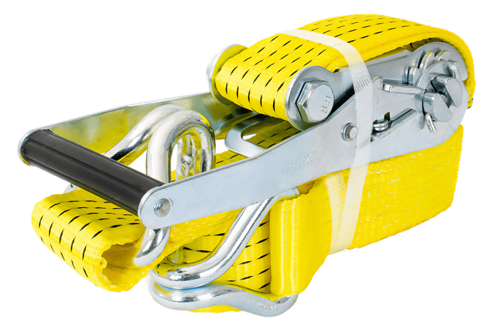 Set di quattro cinghie di trasporto UNITRAILER gialle da 4 m/50 mm/5 t con tenditore