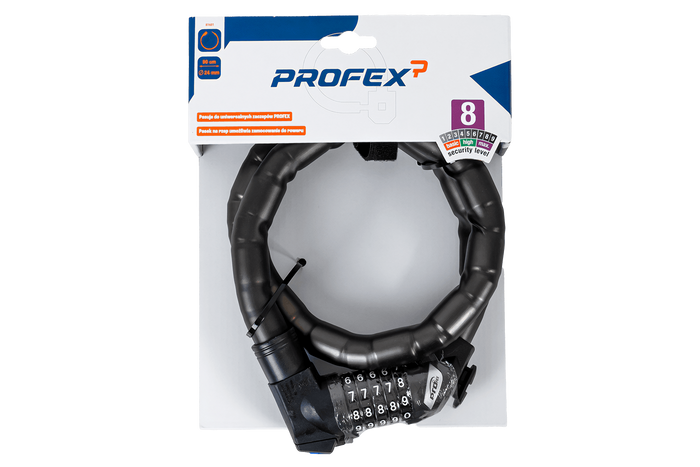 Lucchetto rinforzato per bicicletta con codice PROFEX 81601, lungo 90 cm.