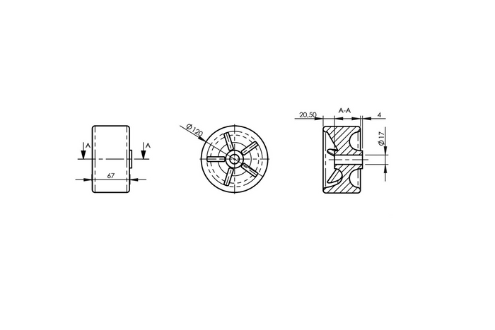 Rullo scorrevole KNOTT, rullo scorrevole in gomma da 67 mm per rimorchio per barche