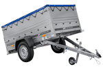Rimorchio per auto 200x106 UNITRAILER GARDEN 200 KIPP con sponde BIS, telaio H-0 e copertura blu
