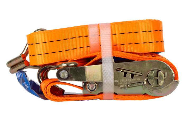 Set di quattro cinghie di trasporto UNITRAILER arancioni da 3 m/35 mm/2 t con tenditore