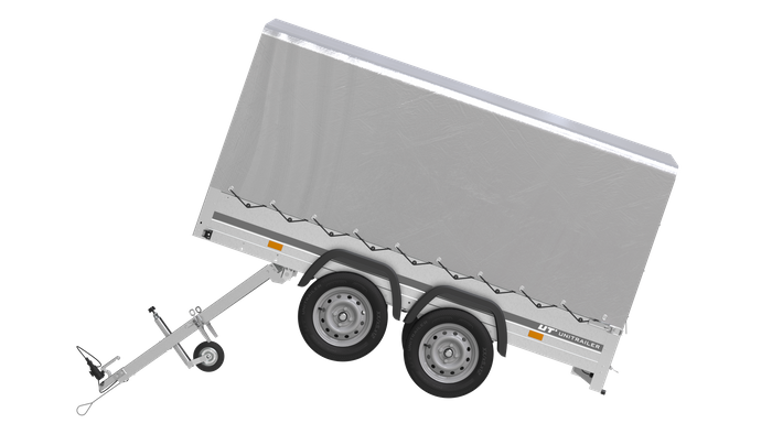 Rimorchio a due assi 264x125 UNITRAILER GARDEN 264/2 KIPP con telaio H-1100 e telone grigio