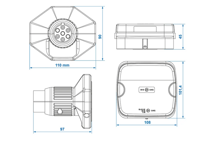 Luci posteriori a LED ProPlus a 7 pin, 4 funzioni (sinistra + destra), magnetiche, Bluetooth.