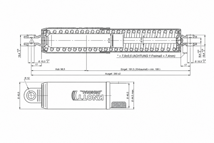Dispositivo di inerzia/ammortizzatore di frenata KNOTT KF-GF1 per rimorchio