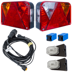 Set luci: luci posteriori DOBPLAST DPT35 + luci di posizione laterali ASPÖCK FLEXIPOINT I + cablaggio MANTES 4,5m 13PIN