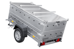 RIMORCHIO CARELLO TRASPORTO COSE RIMORCHIO LEGGERO 750 KG UNITRAILER GARDEN TRAILER 200 KIPP CON COPERCHIO IN ALLUMINIO SOVRASPONDE E RUOTINO D'APPOGGIO