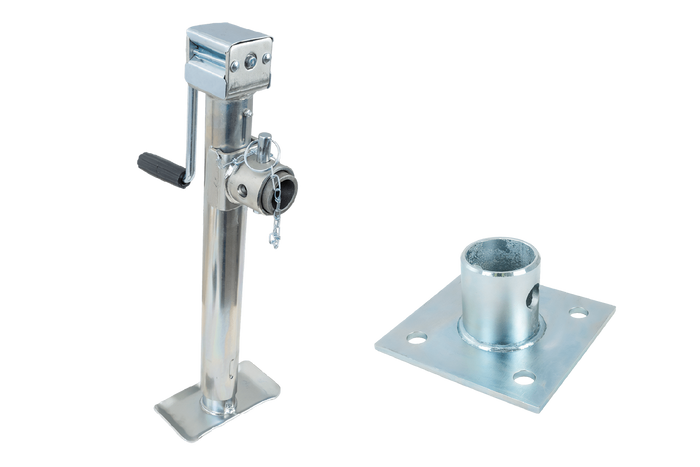 Set completo di sollevatore a manovella TJ5002 + adattatore TJ5002A UNITRAILER per rimorchio da 1300 kg