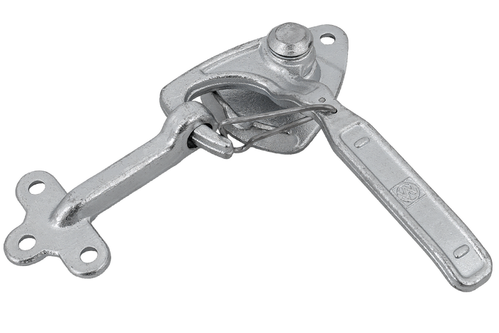 Gancio di traino sinistro con dispositivo di fissaggio WINTERHOFF WV 20-L + WVG 20-A, chiusura completa del lato rimorchio