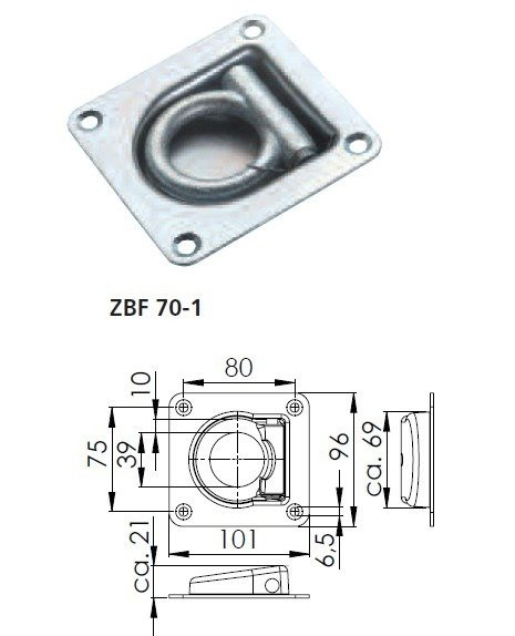 Anello Di Ancoraggio Winterhoff Zbf 70-1 a molla anello A "D" acciaio zincato per rimorchi