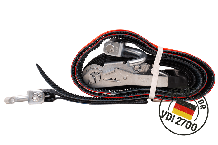 Set di quattro cinghie di trasporto per rimorchi HEFFA CARLINE 130, cinghie di fissaggio ruote 5 m/50 mm/5 t VDI 2700