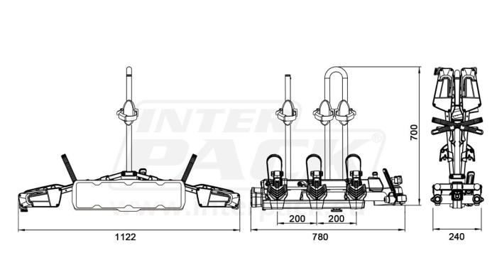 OUTLET Inter Pack New Spider 3 - portabici da gancio traino per 3 biciclette