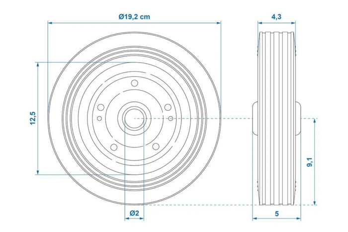 Ruota di scorta per ruotino di supporto ProPlus 341540 in gomma piena, 200x50 mm