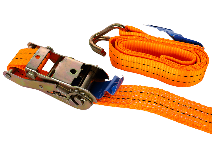 Set di quattro cinghie di trasporto UNITRAILER arancioni da 2 m/35 mm/2 t con tenditore