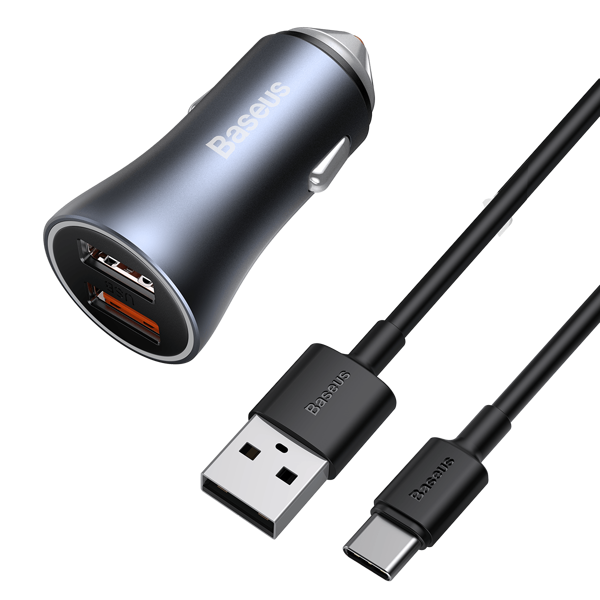 BASEUS Golden Pro 2xUSB 40W Caricabatterie per auto + cavo USB