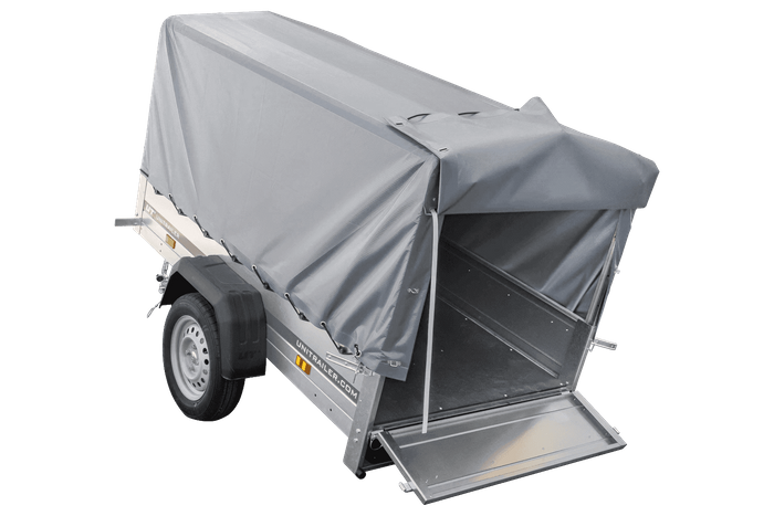 Rimorchio per auto 200x106 UNITRAILER GARDEN 200 KIPP con telaio H-800 e telone grigio
