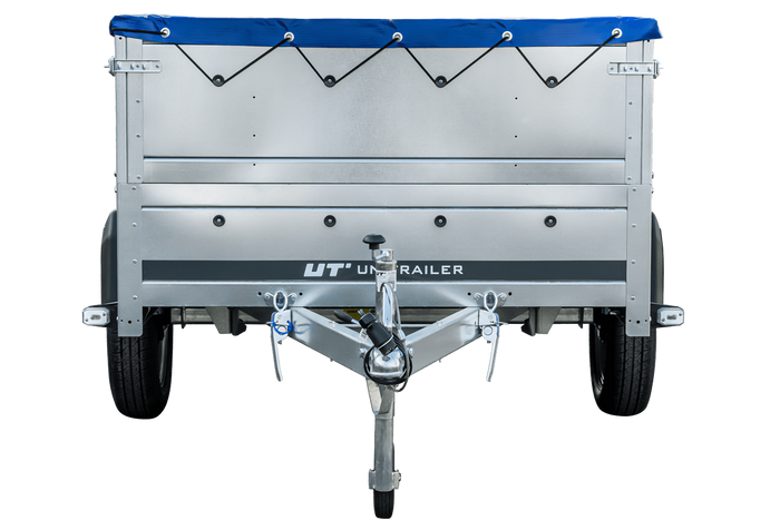 Rimorchio leggero 230x125 UNITRAILER GARDEN 230 KIPP con sponde BIS e telone blu
