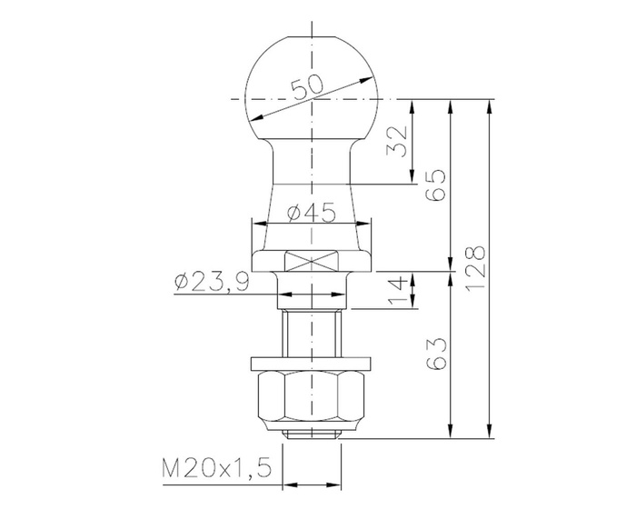 Biglia per gancio traino Winterhoff KUB 50 mm - 2000 kg