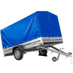 Rimorchio per auto su molle 264x150 UNITRAILER GARDEN 265/R KIPP con telaio H-1100 e copertura blu