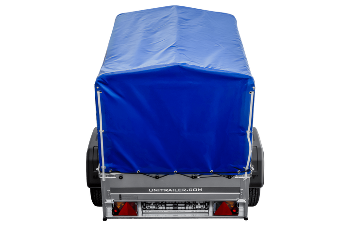Rimorchio leggero 150x106 con telone blu e centina PTT 750 kg Garden Trailer 150 kipp