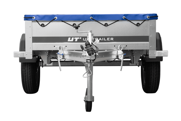 Rimorchio da giardino 200 Kipp con ruota tastatrice, telaio H-0 e telone blu