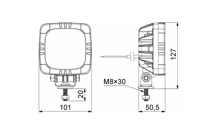 Faro anteriore a LED HORPOL ROCA LZD 2805 con 3 funzioni, universale e con supporto.