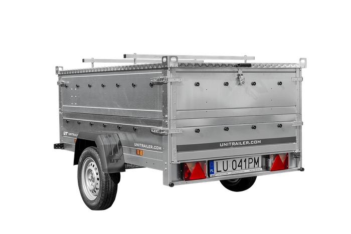 Rimorchio leggero 200x125 UNITRAILER GARDEN 201 KIPP con sponde BIS e copertura in alluminio