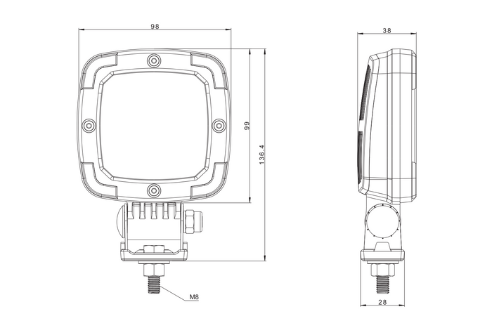 Riflettore per lampada da lavoro a LED FRISTOM FT-036 SLIM 9xLED 1400lm