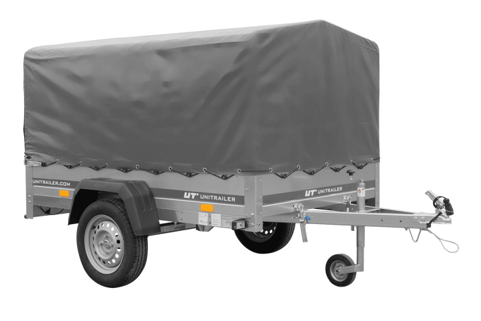 Rimorchio monoasse 200x125 UNITRAILER GARDEN 201 KIPP con telaio H-800 e copertura grigia