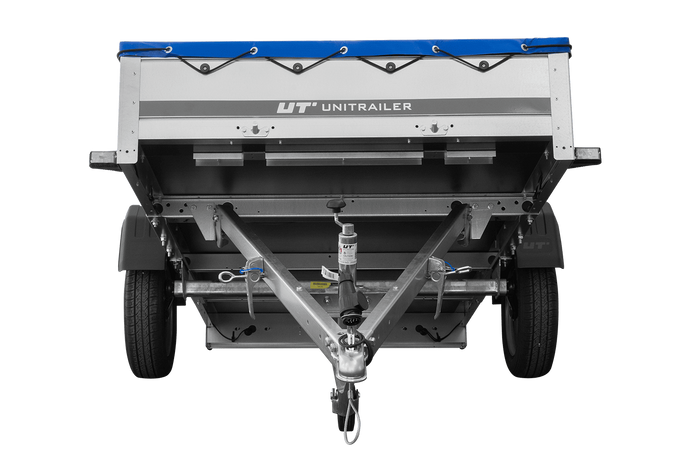 Rimorchio leggero 264x125 UNITRAILER GARDEN 264 KIPP con telaio H-0 e copertura blu