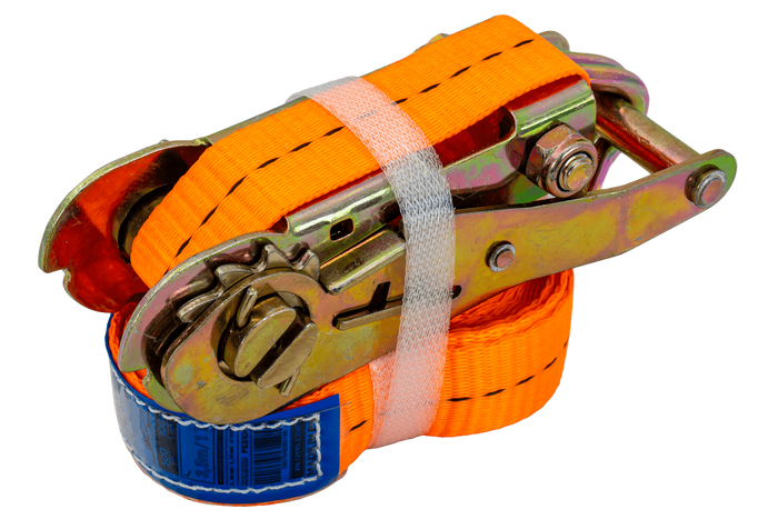 Set di quattro cinghie di trasporto UNITRAILER arancioni da 4 m/25 mm/1 t con tenditore