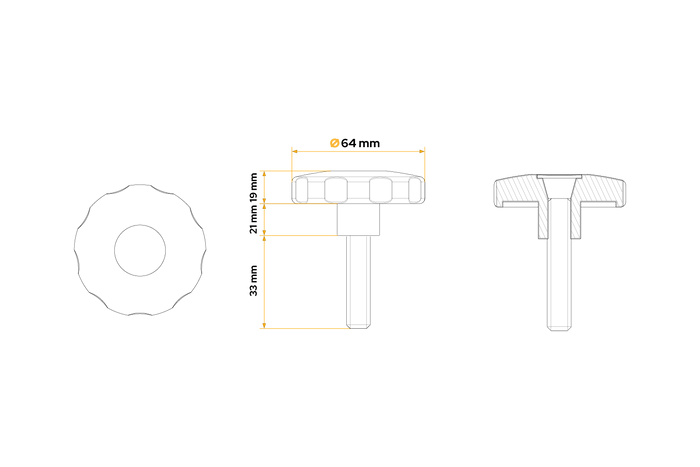 M10X33 TULPLAST POK-03 manopola rinforzata per rampe