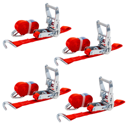 Set di quattro cinghie di trasporto UNITRAILER rosse da 3 m/25 mm/1 t con tenditore