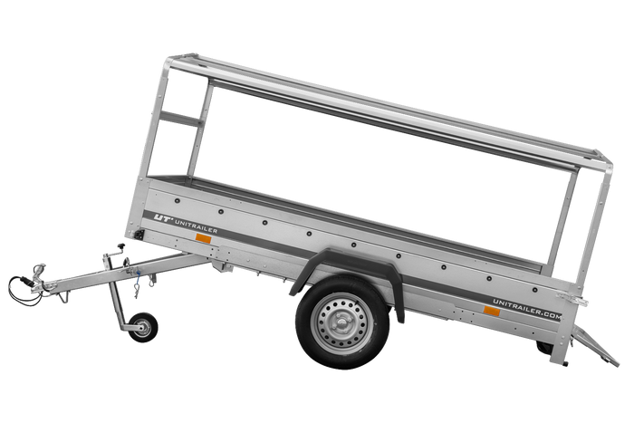 RIMORCHIO CARRELLO LEGGERO 750 KG + RUOTINO + CENTINA CON TELO GRIGIO UNITRAILER GARDEN TRAILER 264 KIPP