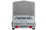 Rimorchio per auto 230x125 UNITRAILER GARDEN 230 KIPP con sponde in rete, telaio H-800 e copertura grigia