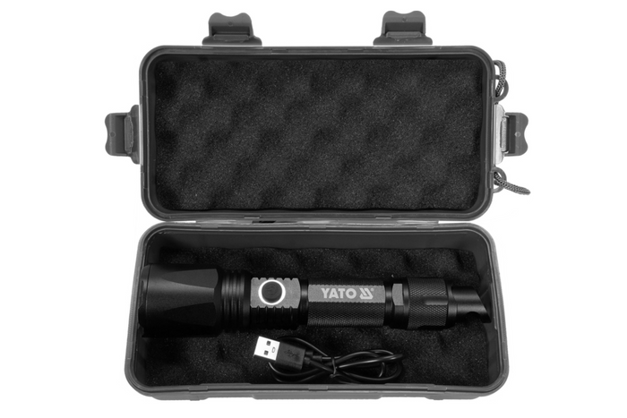 Torcia multifunzione a LED YATO YT-085609 da 900 lm, power bank, apribottiglie, martello di emergenza