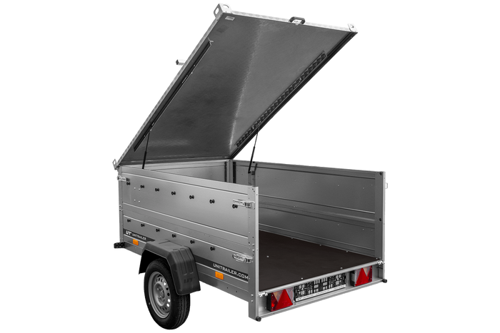 Rimorchio leggero 200x125 UNITRAILER GARDEN 201 KIPP con sponde BIS e copertura in alluminio