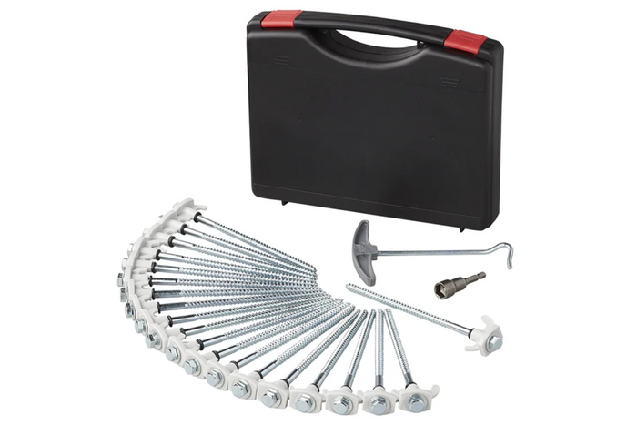Set di picchetti a vite per tenda ProPlus 365014, picchetti in metallo con gancio 20x20 cm