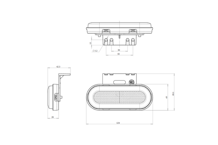 Faro di posizione a LED universale WAŚ W198 1399 con supporto
