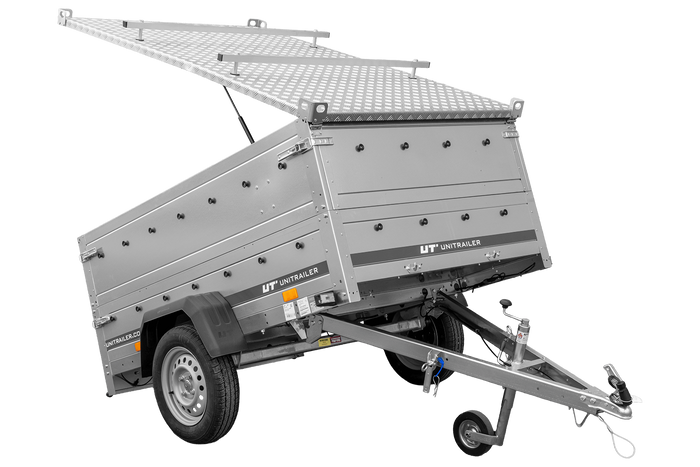 Rimorchio leggero 200x125 UNITRAILER GARDEN 201 KIPP con sponde BIS e copertura in alluminio
