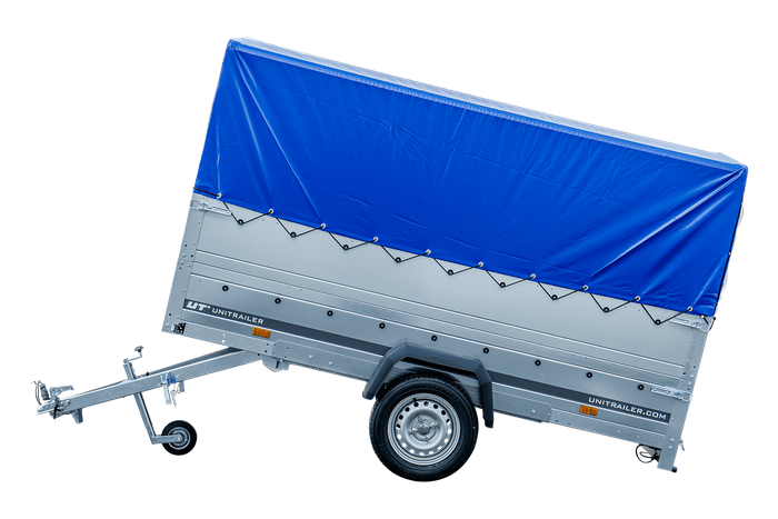 RIMORCHIO DA GIARDINO 264 KIPP CON RUOTA DI APPOGGIO, FIANCHI BIS, TELAIO H-800 E COPERTURA BLU