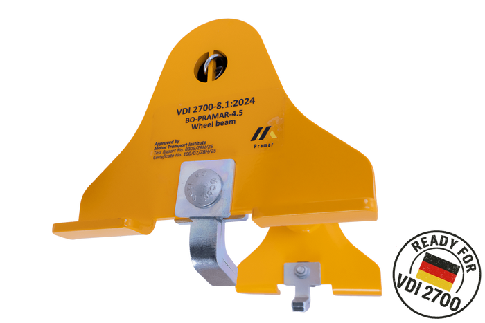 Cuneo di bloccaggio universale giallo PRAMAR Radstopper VDI 2700 per carro attrezzi