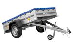 Rimorchio leggero 200x106 UNITRAILER GARDEN 200 KIPP con telaio H-0 e copertura blu