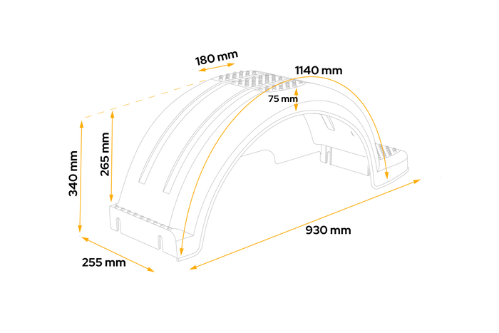 Parafango per rimorchio per barca 14" DOMAR D20430S passaruota 930/255mm