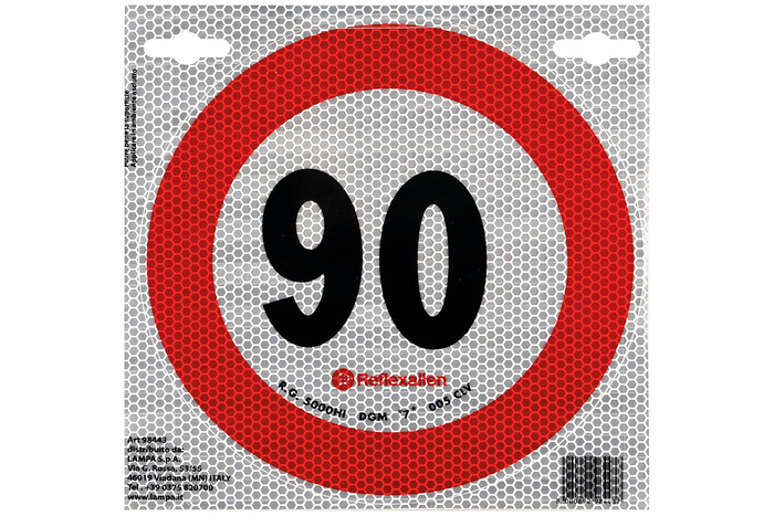 Adesivo riflettente LAMPADA limite di velocità 90 km/h cartello B-33